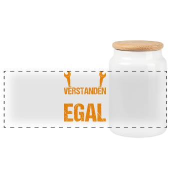 Schon verstanden Egal Grunge Typo - Panorama Keksdose mit Holzdeckel - Weiß - Vorne