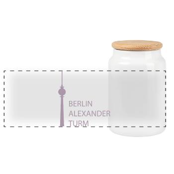 Funny Berlin TV Tower Parody Minimal - Panoramic Cookie Jar with Wooden Lid - white - Front