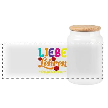 Love Teaching Inspire – Conception de cadeaux pour enseignants - Boîte à biscuits avec couvercle en bois - blanc - Devant