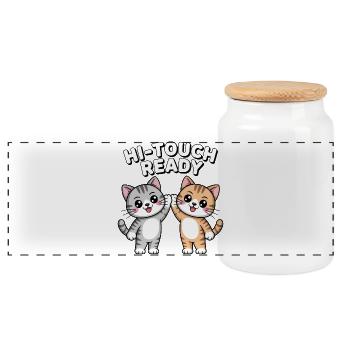 K-Pop Hi-Touch Funny Korea Maknae - Panoramic Cookie Jar with Wooden Lid - white - Front