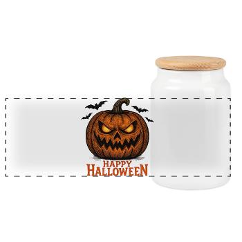 Citrouille d’Halloween Chemise effrayante - Boîte à biscuits avec couvercle en bois - blanc - Devant