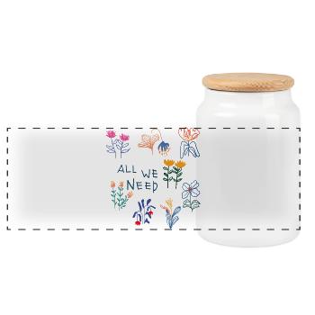 All We Need Blumen - Panorama Keksdose mit Holzdeckel - Weiß - Vorne