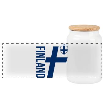 Dessin au trait Finlande | Style sportif et décontracté - Boîte à biscuits avec couvercle en bois - blanc - Devant