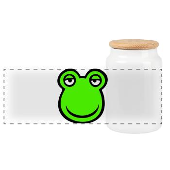 Frog Toad Smiles Funny Comic Happy Cool - Panoramic Cookie Jar with Wooden Lid - white - Front