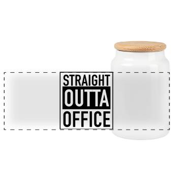 Straight outta office - Panoramic Cookie Jar with Wooden Lid - white - Front