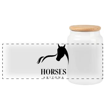 Horses, Pferde - Panorama Keksdose mit Holzdeckel - Weiß - Vorne