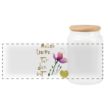 Mon amour est bon pour toi - Boîte à biscuits avec couvercle en bois - blanc - Devant