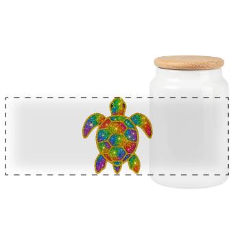 Regenbogen Glitzer Schildkröte - Panorama Keksdose mit Holzdeckel - Weiß - Vorne