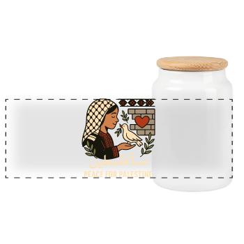 Paix pour la Palestine - Boîte à biscuits avec couvercle en bois - blanc - Devant
