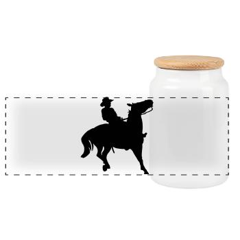 Cow-boy - Boîte à biscuits avec couvercle en bois - blanc - Devant