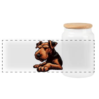 Airedale Terrier Airedales Airedale Lover - Boîte à biscuits avec couvercle en bois - blanc - Devant