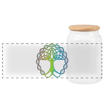 Strange multicolored tree - Panoramic Cookie Jar with Wooden Lid - white - Front