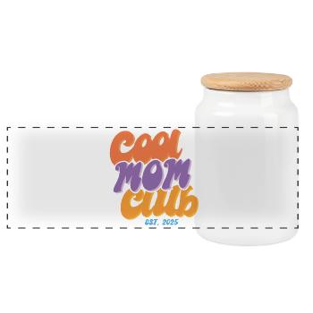 Coole Mama Club 2025 - Cool Mom Club 2025 - Panorama Keksdose mit Holzdeckel - Weiß - Vorne