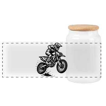 Conception de motocross - Boîte à biscuits avec couvercle en bois - blanc - Devant