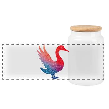 Buntes Flamingo-Blumenmuster - Panorama Keksdose mit Holzdeckel - Weiß - Vorne