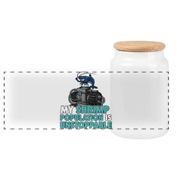 Shrimp Comic Gift - Panoramic Cookie Jar with Wooden Lid - white - Front
