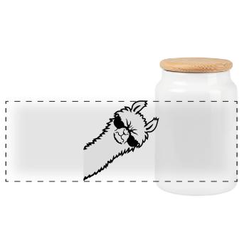 Llama en colère regard côté lunettes de soleil Cool Sour - Boîte à biscuits avec couvercle en bois - blanc - Devant