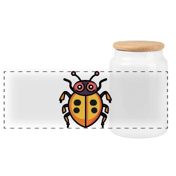 Ladybug Halloween Zombie - Panoramic Cookie Jar with Wooden Lid - white - Front