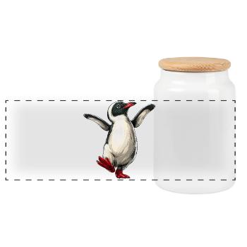 Pingouin joyeux :) - Boîte à biscuits avec couvercle en bois - blanc - Devant