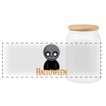 Petit squelette motif d’Halloween - Boîte à biscuits avec couvercle en bois - blanc - Devant