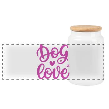 Love Dog Doodle Pink - Panoramic Cookie Jar with Wooden Lid - white - Front