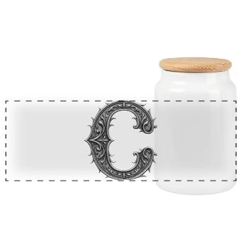 la lettre C Ornement Métallique argent - Boîte à biscuits avec couvercle en bois - blanc - Devant