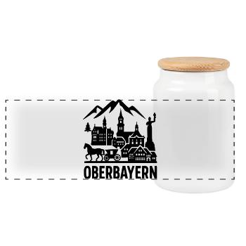 oberbayern bayrisch  - Panorama Keksdose mit Holzdeckel - Weiß - Vorne