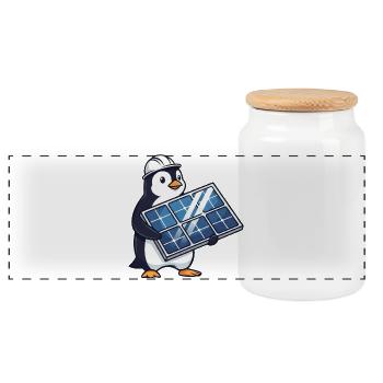 Drôle de pingouin installateur électricien solaire - Boîte à biscuits avec couvercle en bois - blanc - Devant