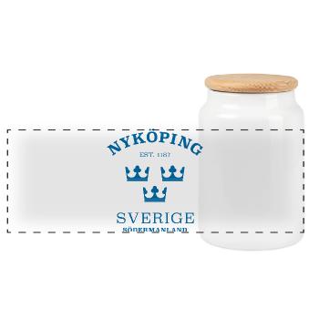 Nyköping, Sverige, Suède - Boîte à biscuits avec couvercle en bois - blanc - Devant