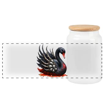 Cygne noir avec des crânes - Boîte à biscuits avec couvercle en bois - blanc - Devant