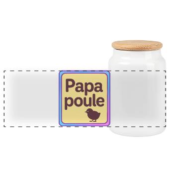 Papa Poule - Fête des Pères - Boîte à biscuits avec couvercle en bois - blanc - Devant