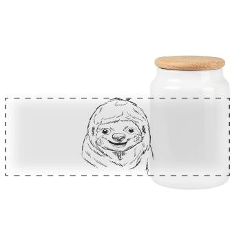Esquisse paresseuse dessin au trait pour l’amour sauvage et zoo - Boîte à biscuits avec couvercle en bois - blanc - Devant
