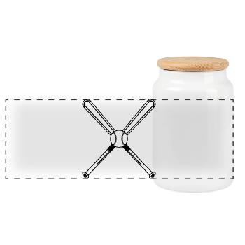 Baseball-Illustration Baseball-Spieler - Panorama Keksdose mit Holzdeckel - Weiß - Vorne