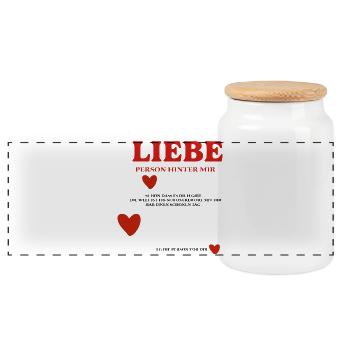 LIEBE Person Hinter mir - Panorama Keksdose mit Holzdeckel - Weiß - Vorne