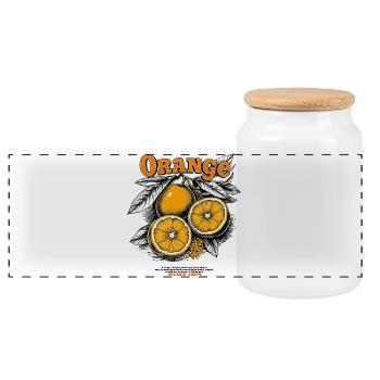 Vintage Orange - Boîte à biscuits avec couvercle en bois - blanc - Devant