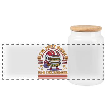 American Football at Just Here For The Burger - Panoramic Cookie Jar with Wooden Lid - white - Front