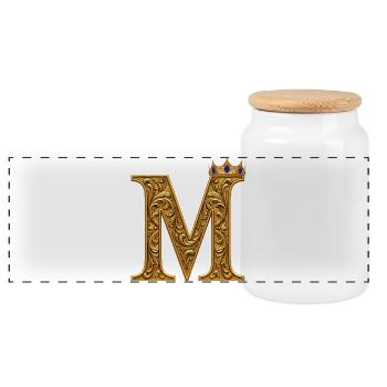 Monogramme M doré baroque - Boîte à biscuits avec couvercle en bois - blanc - Devant