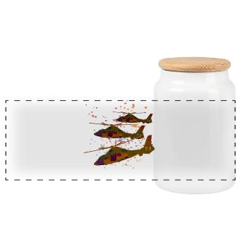hélicoptère - Boîte à biscuits avec couvercle en bois - blanc - Devant