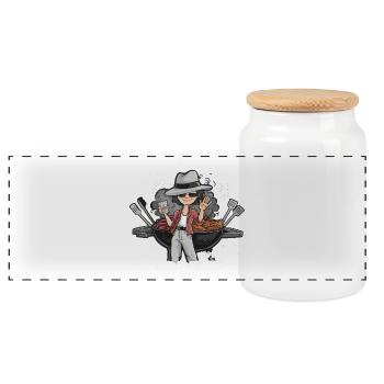 Vatertagsgeschenk Barbecue Master Grill - Panorama Keksdose mit Holzdeckel - Weiß - Vorne
