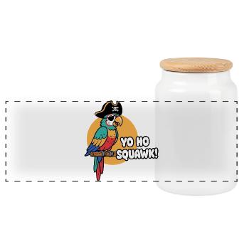 perroquet coloré pirate squawk - Boîte à biscuits avec couvercle en bois - blanc - Devant