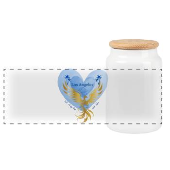 Los Angeles - Panoramic Cookie Jar with Wooden Lid - white - Front