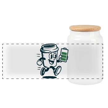 Caffeinated Battery Buddy - Panoramic Cookie Jar with Wooden Lid - white - Front