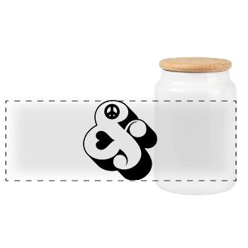 Et-Zeichen & – Funky Swag Peace Und Symbol Design - Panorama Keksdose mit Holzdeckel - Weiß - Vorne
