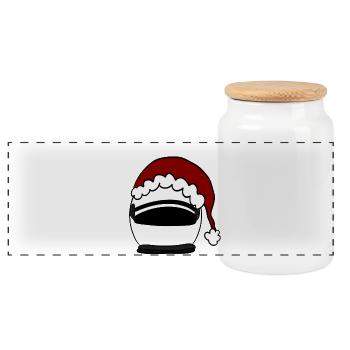 helmet - Panoramic Cookie Jar with Wooden Lid - white - Front