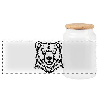 Bear Bear Head Bears T-shirt Gift - Panoramic Cookie Jar with Wooden Lid - white - Front