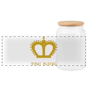 the king - Panoramic Cookie Jar with Wooden Lid - white - Front