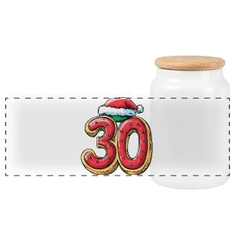 30 Number Biscuit Christmas - Panoramic Cookie Jar with Wooden Lid - white - Front