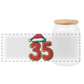 Biscuit de Noël à 35 chiffres - Boîte à biscuits avec couvercle en bois - blanc - Devant