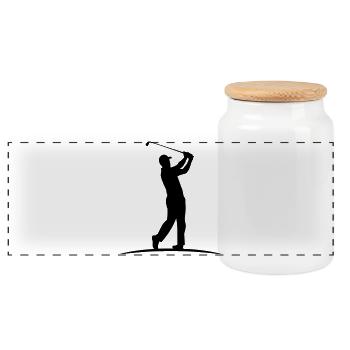 Golfspieler Silhouette Illustration - Panorama Keksdose mit Holzdeckel - Weiß - Vorne