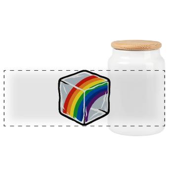 Regenbogen im Würfel - Panorama Keksdose mit Holzdeckel - Weiß - Vorne
